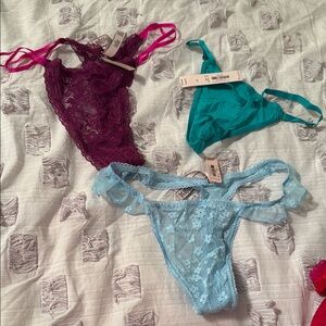 Victoria's Secret Lace Panties - Burgundy, Teal, Sky Blue